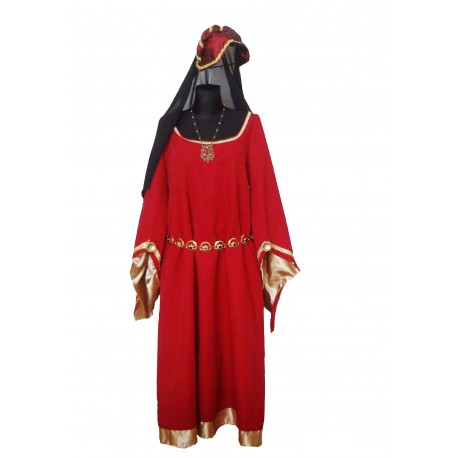 šaty  středověk  vínové