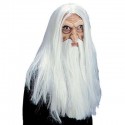 gumová maska starce - dlouhé vlasy i vousy