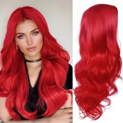 paruka červená dlouha vlnitá